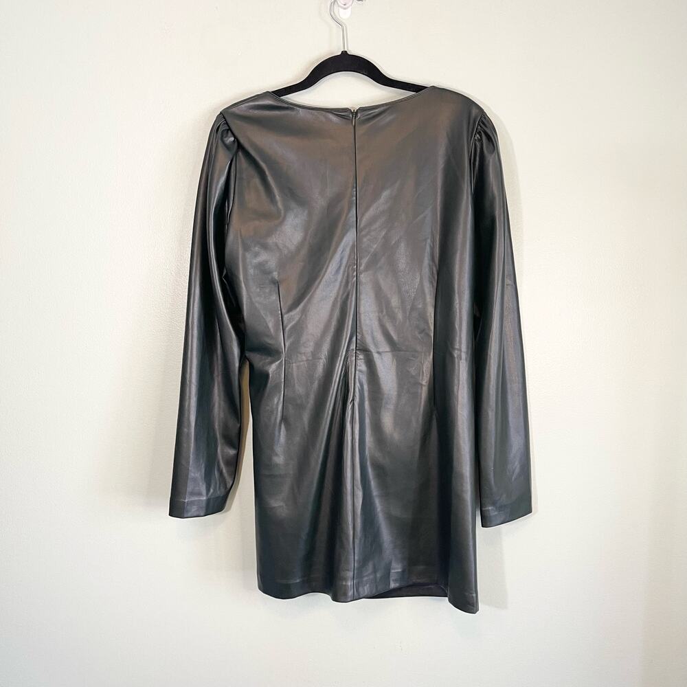 House of Harlow 1960 Wrap Dress XL Green Vegan Leather Party Club Cocktail Edgy - Picture 3 of 10